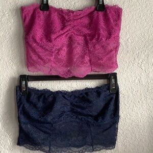 American Eagle Outfitters Pink and Blue Lace Bandeau Set